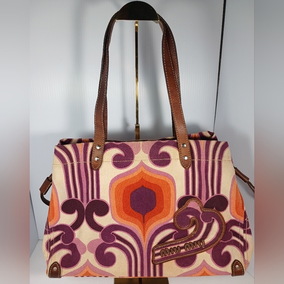 Miu Miu Handbags - MIU MIU multi color graphic tote vintage handbag !! Rare !!